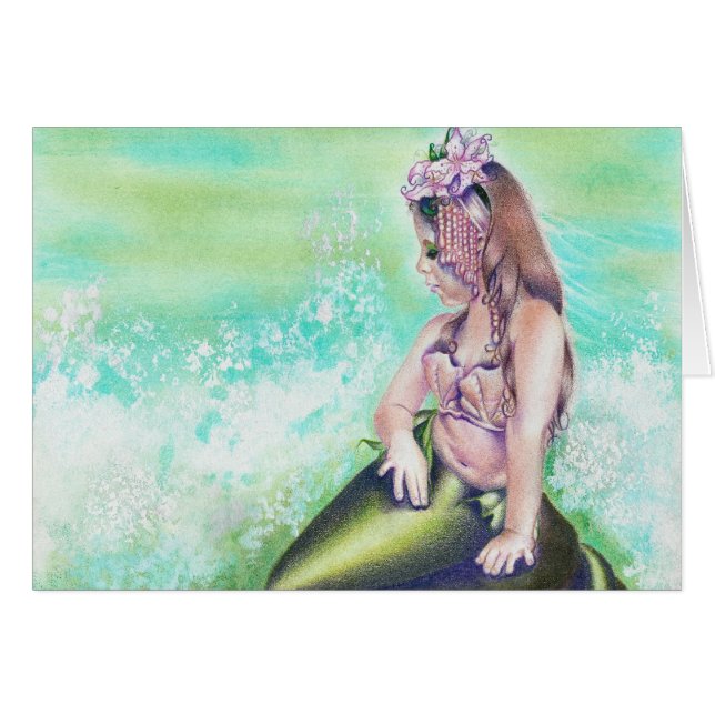 Lite sjöjungfrukort hälsningskort (Framsidan Horizontal)