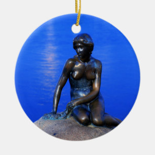 Lite sjöjungfrustaty, Köpenhamn, Danmark Julgransprydnad Keramik