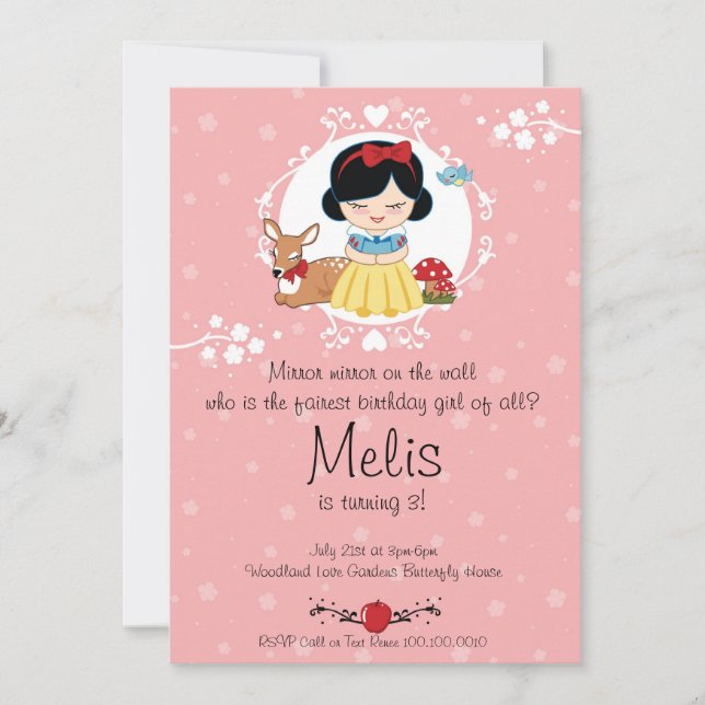 Lite skogsmarkPrincess födelsedagsfest inbjudan (Framsida)
