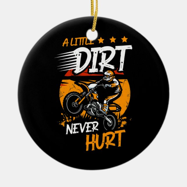 Lite smuts Ontr aldrig Dirt Bike Motorcle Julgransprydnad Keramik (Framsidan)