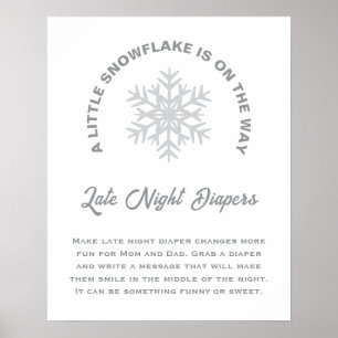 Lite snöflammande babyskor sen natt poster