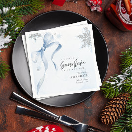 Lite snöflammande Blue Bow Glitter Baby Shower Pappersservett