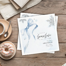 Lite snöflammande Blue Bow Glitter Baby Shower Pappersservett