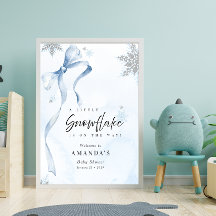 Lite snöflammande Blue Bow Glitter Baby Shower