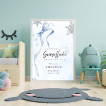 Lite snöflammande Blue Bow Glitter Baby Shower