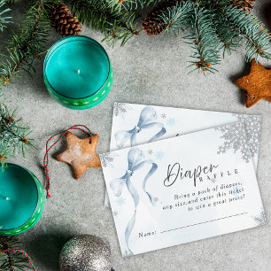 Lite snöflammande Blue Bow Glitter Baby Shower Tilläggskort