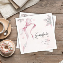Lite snöflammande Rosa Bow Glitter Baby Shower