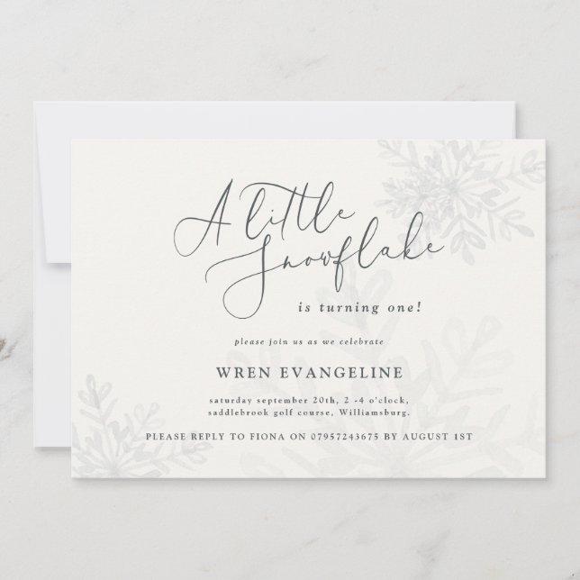 Lite snöflingande födelsedagsfest inbjudan (Framsida)