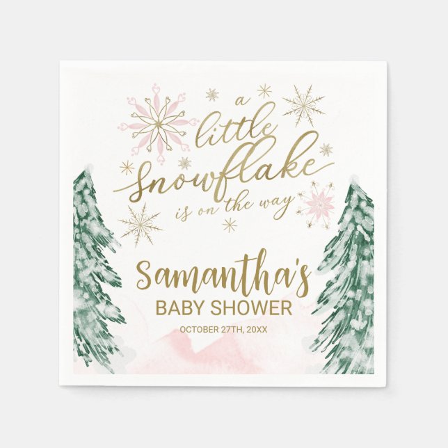 Lite snöflingor, babyskor för vinter pappersservett (Framsidan)