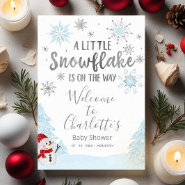 Lite snöflingor Blue Baby Shower Inbjudningar