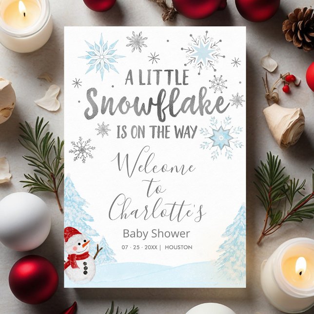 Lite snöflingor Blue Baby Shower Inbjudningar (Skapare uppladdad)