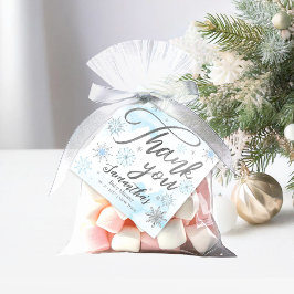 Lite snöflingor Blue Baby Shower Tack Gåvor Etiketter
