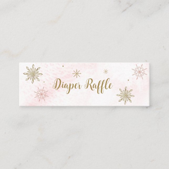Lite snöflingor Rosa Baby Shower Mini Visitkort (Framsida)