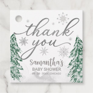 Lite snowflake Baby Shower Grått Tack Gåvor Etiketter
