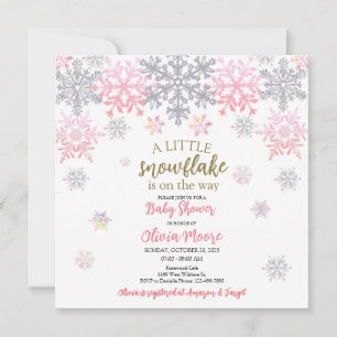 Lite Snowflake-babyduschinbjudan Inbjudningar