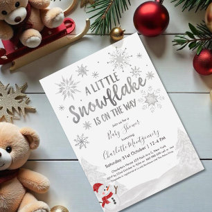 Lite snowflake Grått Baby Shower Inbjudningar