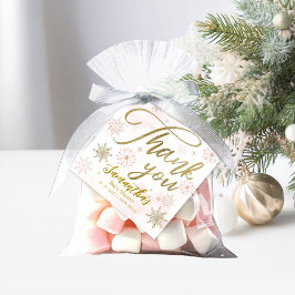 Lite snowflake Rosa Baby Shower Tack Gåvor Etiketter