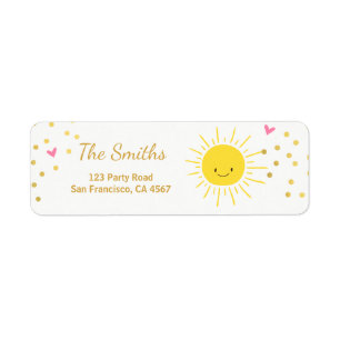 Lite solljus Adressetiketter Sommar Rosa Guld Returadress Etikett