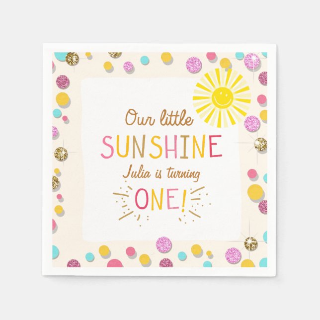 Lite solljus Pappersservett Rosa Guld Lemonade (Framsidan)