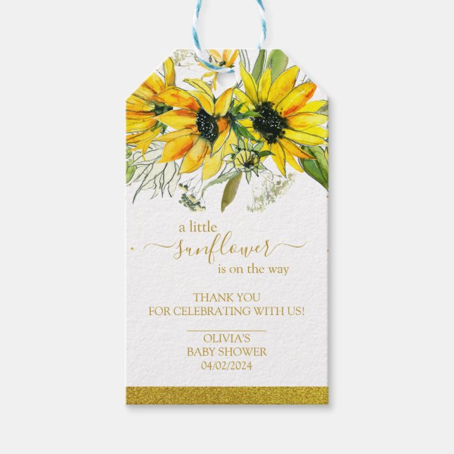 Lite solrosbabydusch presentetikett (Framsidan)