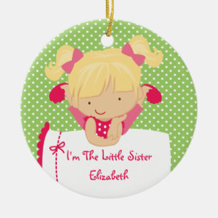 Lite söt blond flicka för systerjulprydnad julgransprydnad keramik
