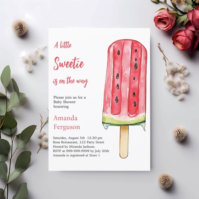 Lite sötvattenmelon popstift Baby Shower Inbjudningar (Skapare uppladdad)