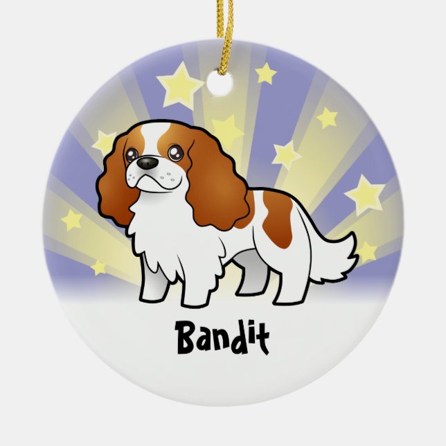 Lite Spaniel för kung Charles för stjärna stolt Julgransprydnad Keramik (Framsidan)