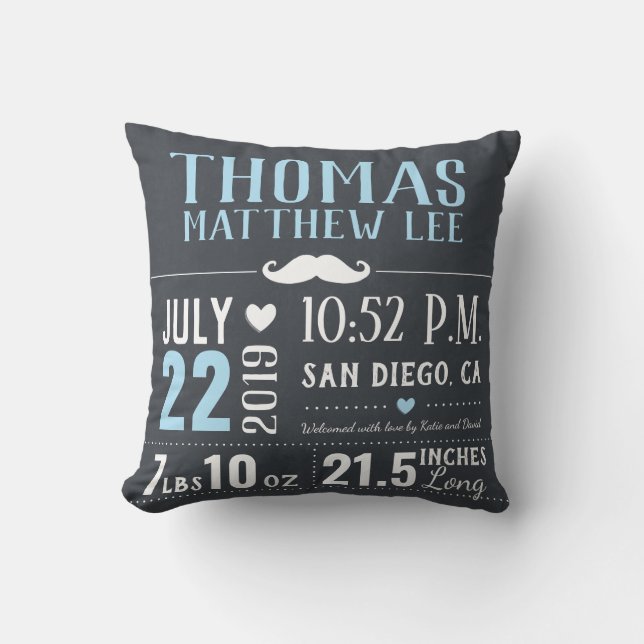 Lite statistik för födelse för pojke för kudde (Framsida)