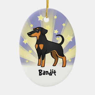 Lite stjärnaDobermanPinscher (diskettöron) Julgransprydnad Keramik