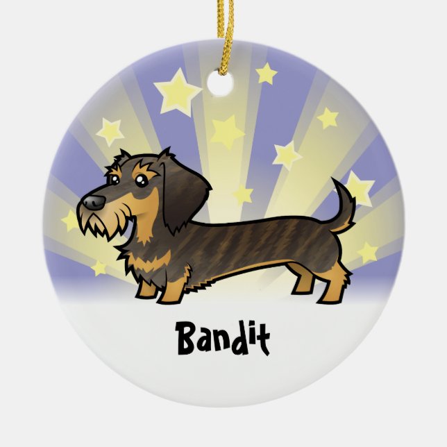 Lite stjärnatax (wirehair) julgransprydnad keramik (Framsidan)