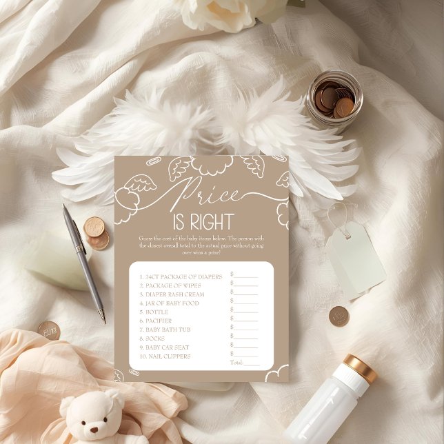 Lite stycke himmel beige Price is Right spelkort  Inbjudningar (Little Piece of Heaven beige Price is Right Game)