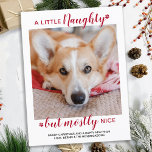 Lite stygg Personlig Hund Pet Photo Helg Vykort<br><div class="desc">Lite stygg, men mestadels fin! Skicka söta och roligt semesterhälsningar med det här toppen anpassningsbarna för söta helgdag. God jul önskemål från hund med söt tass avtryck i en roligt modern fotodesign. Lägg till foto eller familjefoto för din hund med hund och anpassa dig med familj namn, meddelande och år....</div>