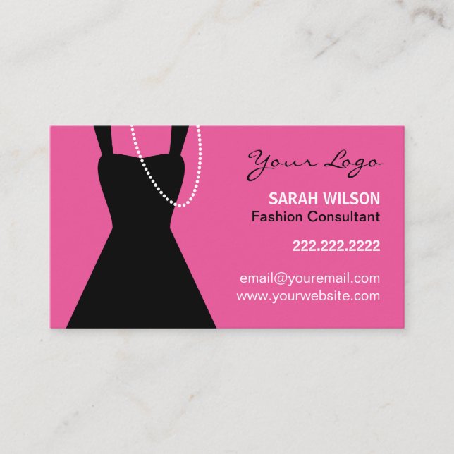 Lite svart klänningvisitkortdesign, mode visitkort (Framsida)