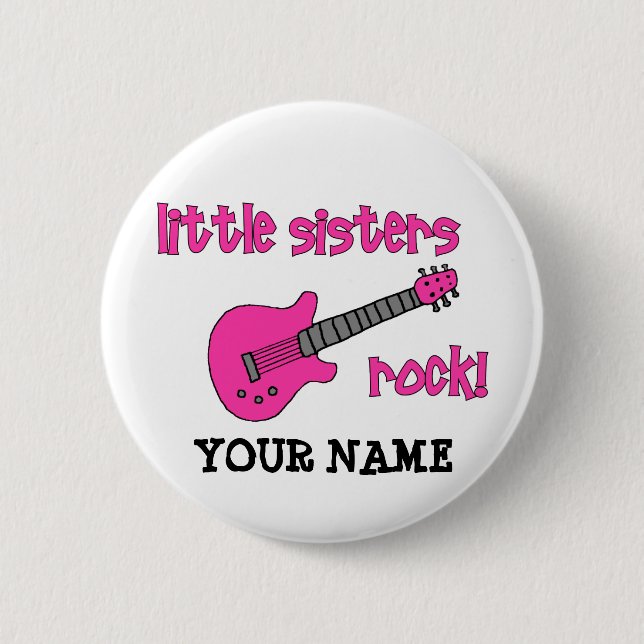 Lite systersten! med den rosa gitarren knapp (Framsida)