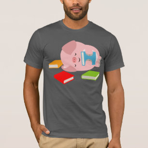 Lite T-tröja för bokälskare (gullig tecknadgris T Shirt