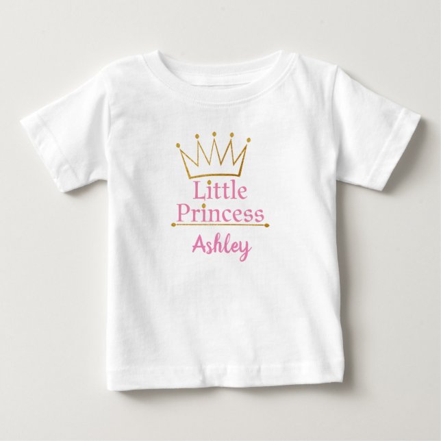Lite text för Princess Rosa och guld- krona T Shirt (Framsida)