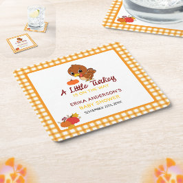 Lite Thanksgiving för Turkiets babyskor Underlägg Papper Kvadrat