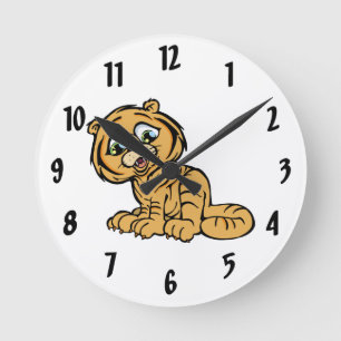 Lite tiger rund klocka