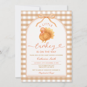 Lite Turkiet är på väg att bli Baby Shower Gingham Inbjudningar