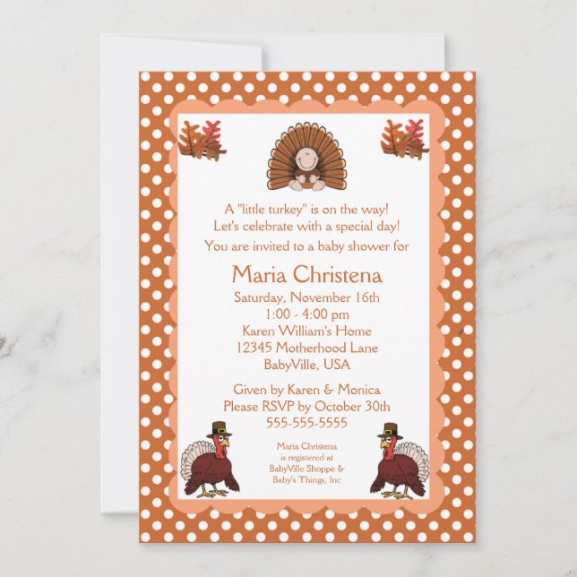 Lite Turkiet baby showerinbjudan Inbjudningar (Framsida)