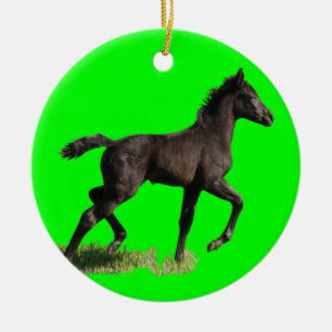 Lite ungstohästbaby första prydnad för jul julgransprydnad keramik
