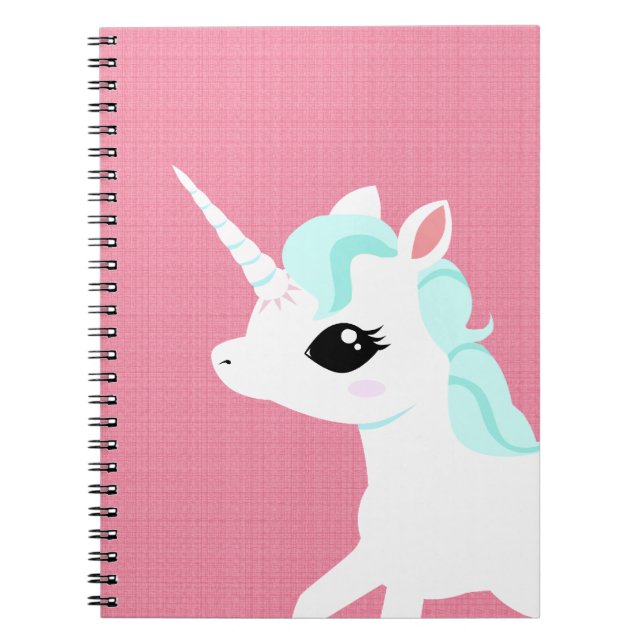 Lite vadderar unicornen med boken för anteckningsbok med spiral (Framsidan)