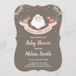 Lite vår för rosor för lambbaby showerinbjudan inbjudningar