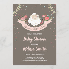 Lite vår för rosor för lambbaby showerinbjudan inbjudningar