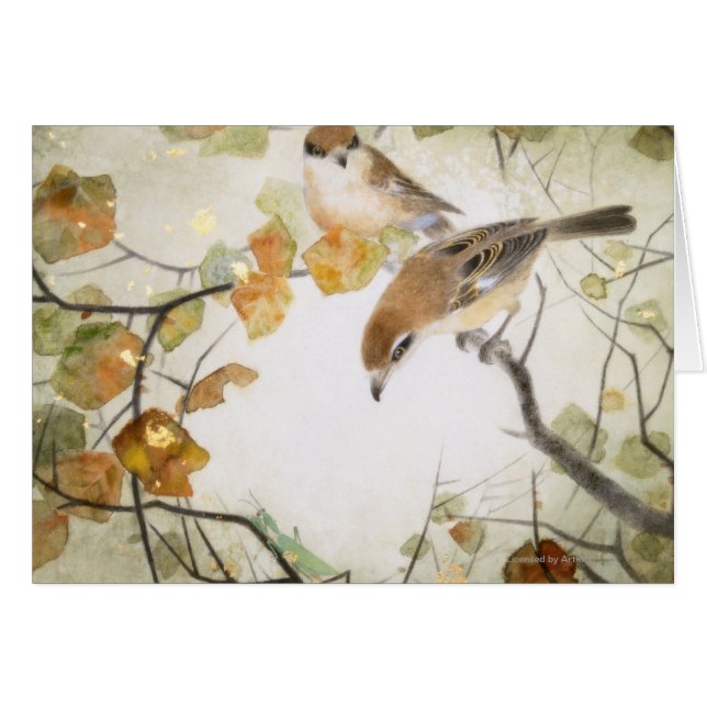 Lite Varelse-Tjur-hövdade Shrikes Hälsningskort (Framsidan Horizontal)