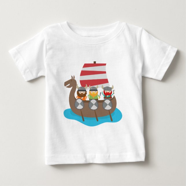 Lite Vikings i frakt T-shirt (Framsida)