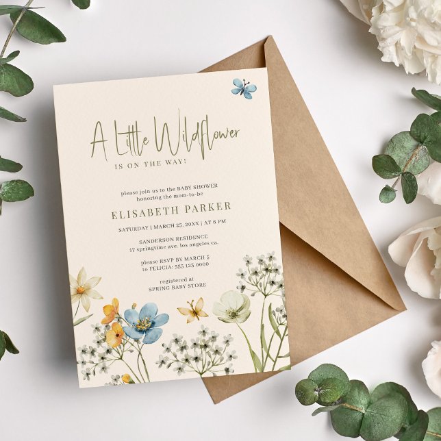 Lite vildblomma boho vår blommigt babydusch inbjudningar (Skapare uppladdad)