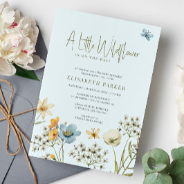 Lite vildblomma boho vår blommigt babydusch inbjudningar