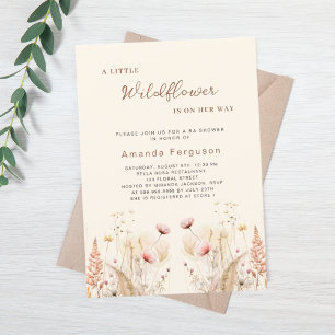 Lite vildblommig flicka boho Baby Shower Inbjudningar