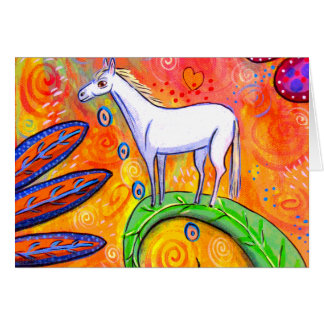 Lite vitmagihäst hälsningskort